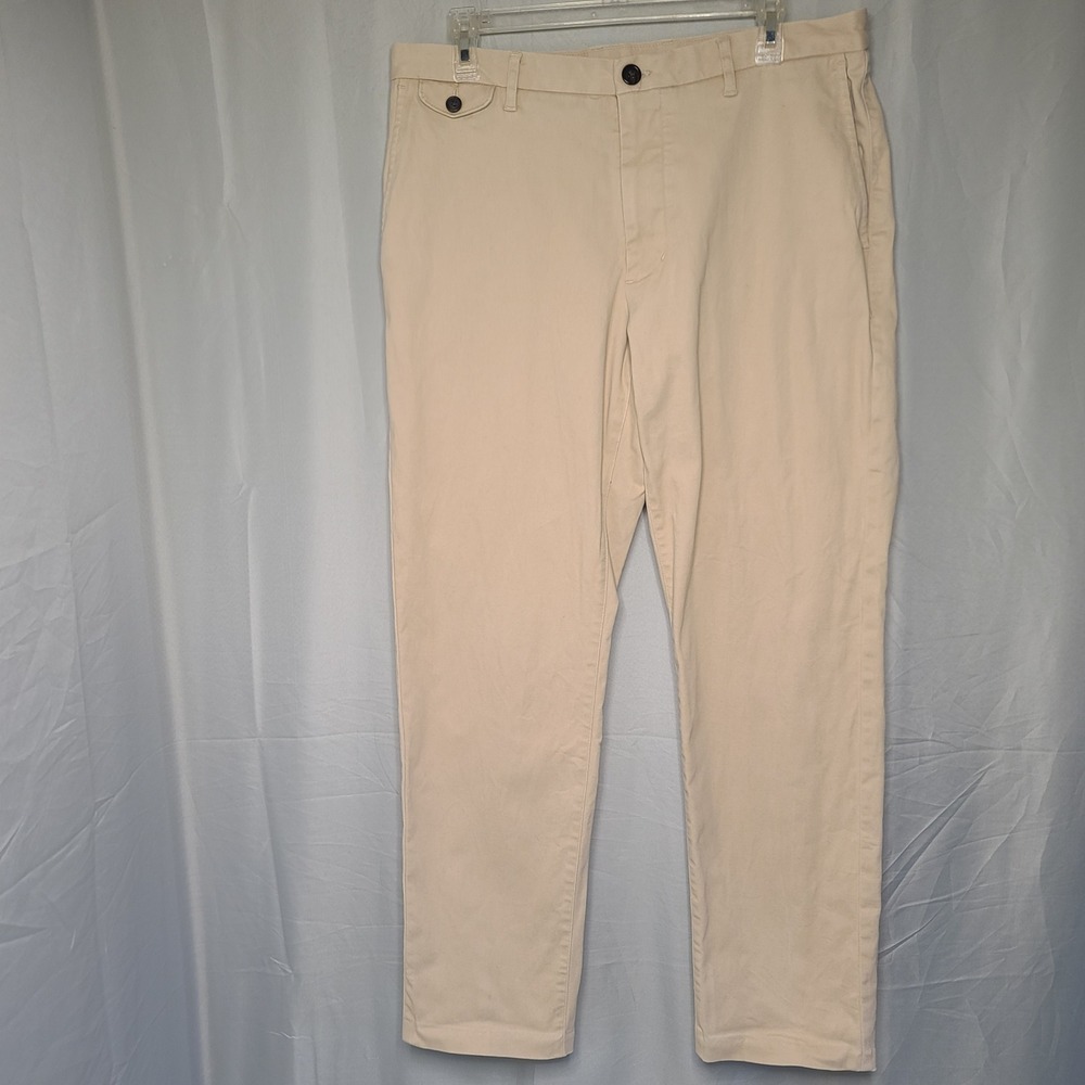 Proper Cloth Bleecker Beige Chinos Mens 35x30 Stretch‎ Cotton Twill Business